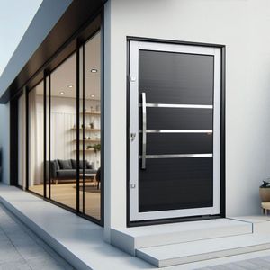 Porta Pivotante Lambril Evolution Com Puxador Lado Esquerdo Elite 216x100 Mix Preto