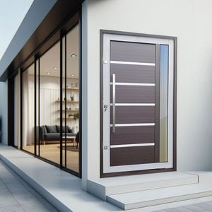 Porta Pivotante Lambril Miraggio Com Puxador Lado Esquerdo Elite 216x100 Mix Corten