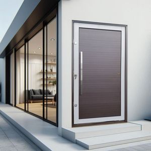 Porta Pivotante Lambril Com Puxador Lado Esquerdo Elite 240x150 Mix Corten