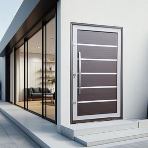 Porta Pivotante Lambril Premium Com Puxador Lado Esquerdo Elite 216x130 Mix Corten