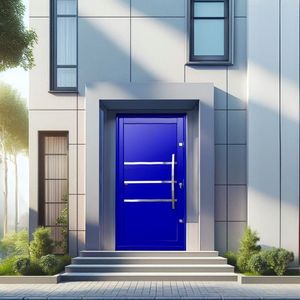 Porta Pivotante Lambril Evolution Com Puxador Lado Esquerdo Elite 216x130 Azul