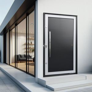 Porta Pivotante Lambril Com Puxador Lado Esquerdo Elite 216x100 Mix Preto