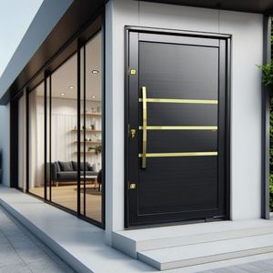 Porta Pivotante Lambril Evolution Com Puxador Lado Direito Elite 216x120cm Preto