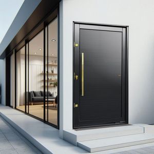 Porta Pivotante Lambril Com Puxador Lado Direito Elite 216x120 Preto