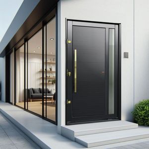 Porta Pivotante Lambril Visione Com Puxador Lado Direito Elite 240x130 Preto