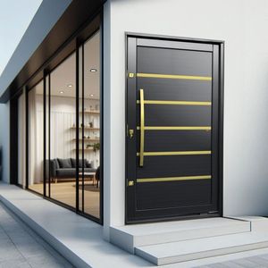 Porta Pivotante Lambril Premium Com Puxador Lado Esquerdo Elite 240x120 Preto