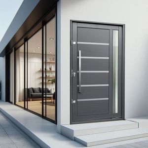 Porta Pivotante Lambril Miraggio Com Puxador Lado Esquerdo Elite 216x120 Cinza