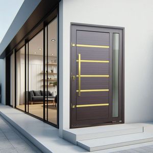 Porta Pivotante Lambril Miraggio Com Puxador Lado Direito Elite 240x150 Corten