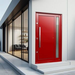 Porta Pivotante Lambril Visione Com Puxador Lado Esquerdo Elite 216x100 Vermelho