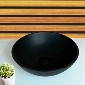 Cuba De Vidro Redonda 35cm Preto Fosco