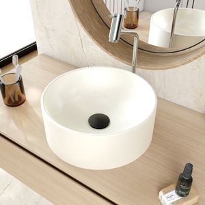 Cuba De Apoio Redonda Bl34 34x34cm Lapimat Bege Matte Fosca