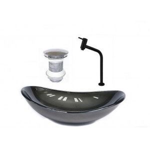 Cuba De Vidro Oval Chanfrada 46cm Champanhe