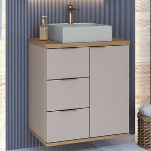 Gabinete De Banheiro Com Cuba Bray 57cm Nude