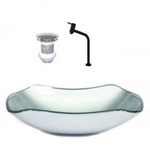 Cuba De Vidro Oval 55cm Com Válvula E Torneira Prata