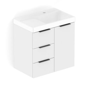 Kit Arenal Gabinete Gaveta E Porta 60x38 Com Cuba Branco
