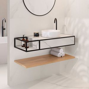 Cuba De Porcelanato Para Banheiro Alto Padrão 100x42x16cm Branco