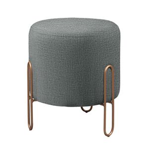 Conjunto 2 Puffs Mali Base Bronze Castellar Móbile Cinza