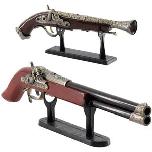 Dupla De Armas Decorativas Mosquete Cabo De Madeira + Suporte