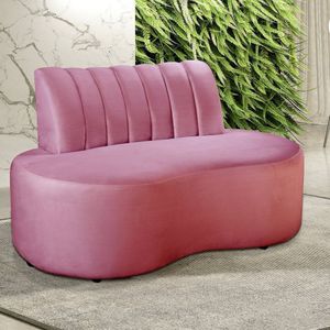 Sofá Redondo Curvo Orgânico Namoradeira Doha Rosa