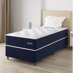 Conjunto Colchão Mola Ensacada E Base Box Solteiro 67x88x188cm Cairo Yescasa Azul