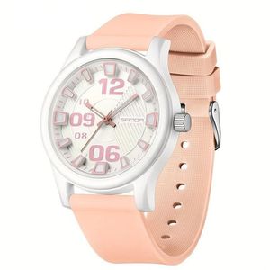 Relógio Feminino De Quartzo - à Prova D'água, Leve Com Pulseira De Silicone Rosa