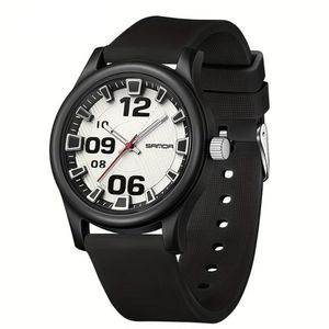 Relógio Feminino De Quartzo - à Prova D'água, Leve Com Pulseira De Silicone Preto Branco