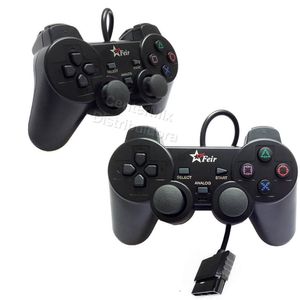 Kit 2 Controle Joystick Game PS1 PS2 Play 2 Com Fio Vibração
