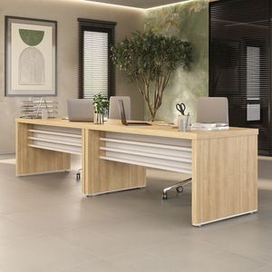 Conjunto Para Escritório Com 2 Mesas Tamburato 1600 Carvalho-branco