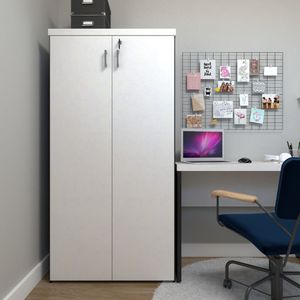 Armário Alto 2 Portas Para Escritório Preto-branco