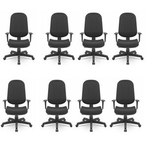 Kit 8 Cadeiras Para Escritório Ergonômica Giratória Operativa Presidente Nr17 Preto