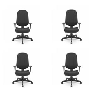 Kit 4 Cadeiras Para Escritório Ergonômica Giratória Operativa Presidente Nr17 Preto