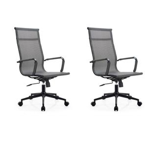 Kit 2 Cadeiras Para Escritório Presidente Esteirinha Dark Tela Mesh 3303 Cinza