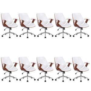 Kit 10 Cadeiras Escritório Diretor Giratória Kopenhagen Branco
