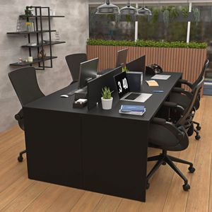 Estação De Trabalho Mesa Plataforma Escritório 1200x600 4 Lugares Preto