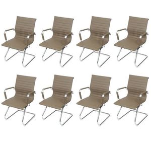 Kit 8 Cadeiras Para Escritorio Interlocutor Base Fixa Esteirinha Corino 3301 Fendi