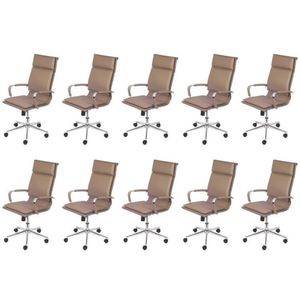 Kit 10 Cadeiras Para Escritorio Presidente Design Italiano Estofada Em Corino 3304 Caramelo