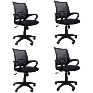 Kit 4 Cadeiras De Escritório Giratória Office Santiago Preto