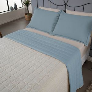 Kit Cobre Leito Colcha Nuance Queen 3 Peças Dupla Face Matelado Sherpa - Azul