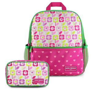 Conjunto Estojo Tamanho Médio Rosa Sapeka E Mochila Sapeka Floral Pink Mochila