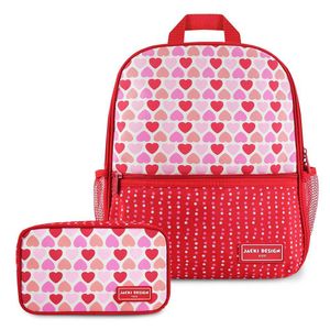 Conjunto Estojo Tamanho Médio Rosa Sapeka E Mochila Sapeka Coração Vermelho Mochila