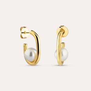 Brinco Argola Pérola Folheado A Ouro 18k