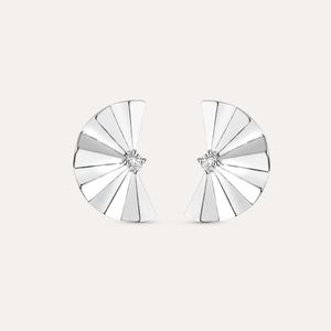 Brinco Leque Zircônia Banho Ródio Branco