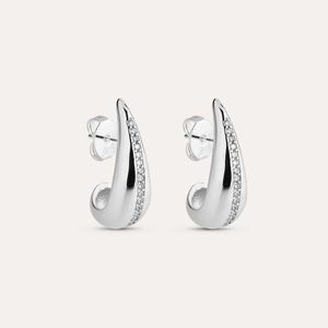 Brinco Gota Cravejada Ródio Branco