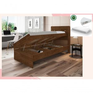 Cama Solteiro Baú E Colchão Solt. D20 Larissa Mdf/mdp Malbec