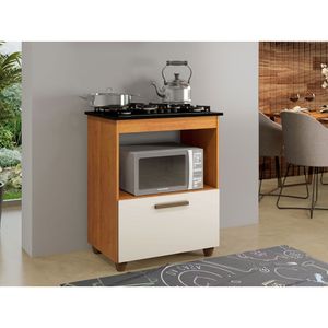 Balcão Kaike Sálvia Fogão 05 Bocas Nature Com Off White