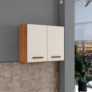 Armário Kaike Aéreo Valência 2 Portas Nature Com Off White