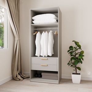 Guarda Roupa Modular 80cm Sem Portas Com Gaveteiro Jade Cabecasa Cinza Urbano