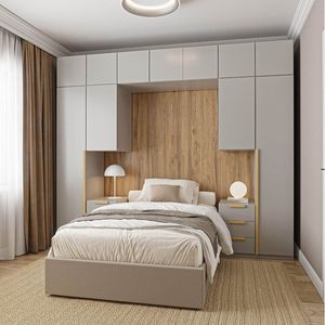 Guarda Roupa Modulado 10 Peças 11 Portas Com 2 Mesas De Cabeceira Jade Cabecasa Cinza Urbano