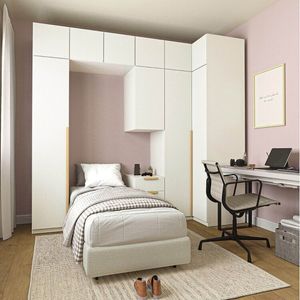 Guarda Roupa Modulado 10 Peças 10 Portas 1 Mesa Cabeceira Jade Cabecasa Branco Fosco