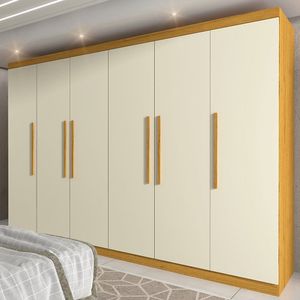Guarda Roupa Casal 6 Portas Roma Yescasa Naturale Off White